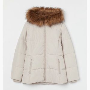 Padded Jacket With Faux Fur Hood